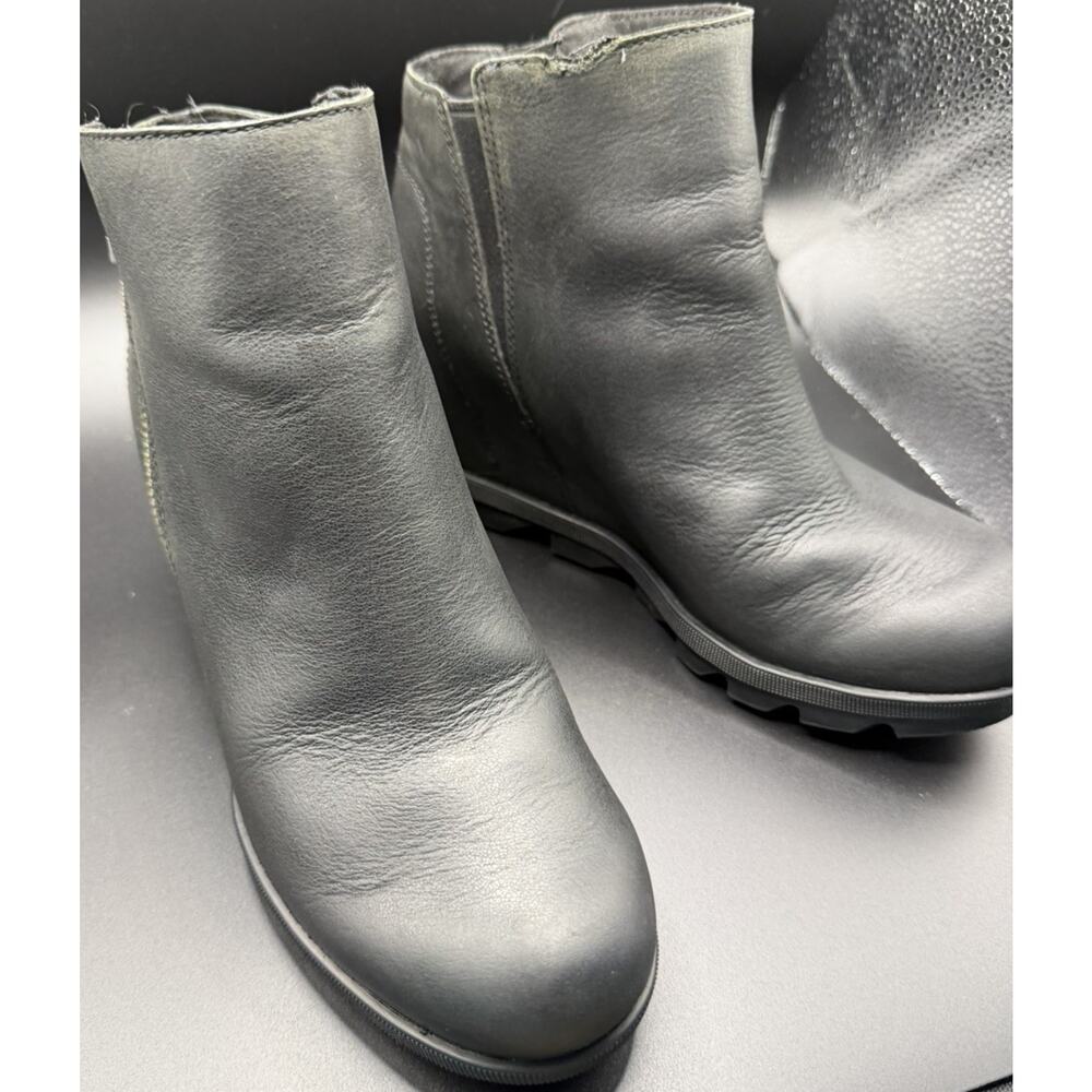 Sorel Joan Of Arctic Wedge II Boots Womens 8.5 Side Zip Bootie NL3364-010 Black - Picture 2 of 9